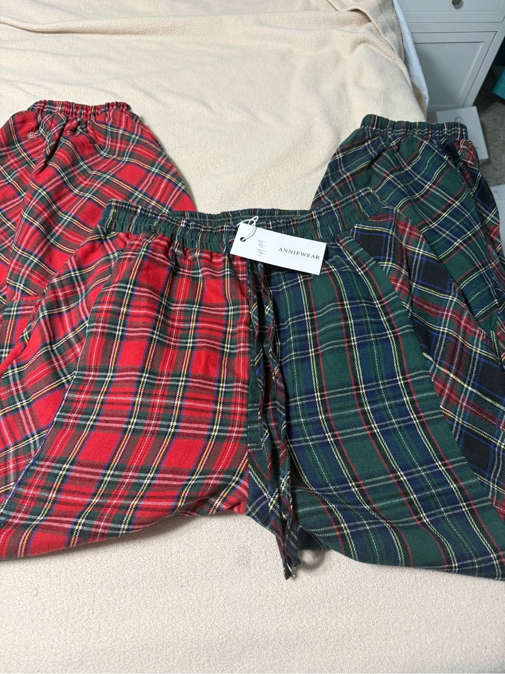 Annie Plaid Lounge Pants Red & Green Tartan
